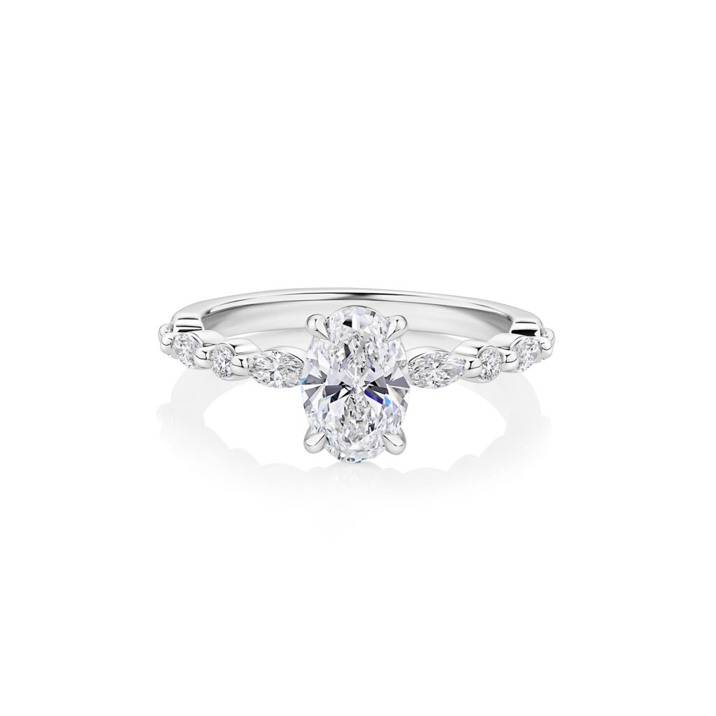 Poinciana Oval Platinum Diamond Engagement Ring Poinciana Oval 18ct White Gold Diamond Engagement Ring