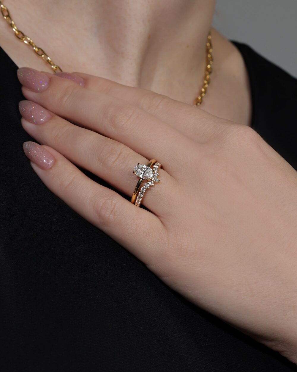 Waratah Oval and Raine Yellow Gold Lifestyle