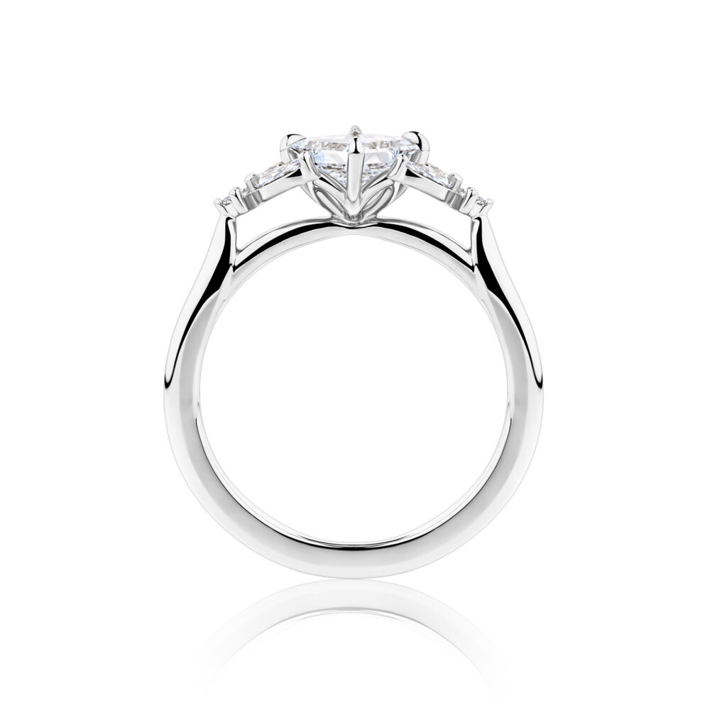 Gloriosa white gold princess cut diamond ring side view