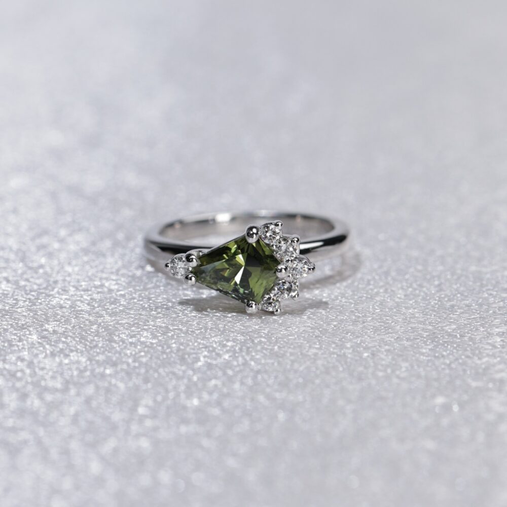 Kite Sapphire with Accent Diamonds