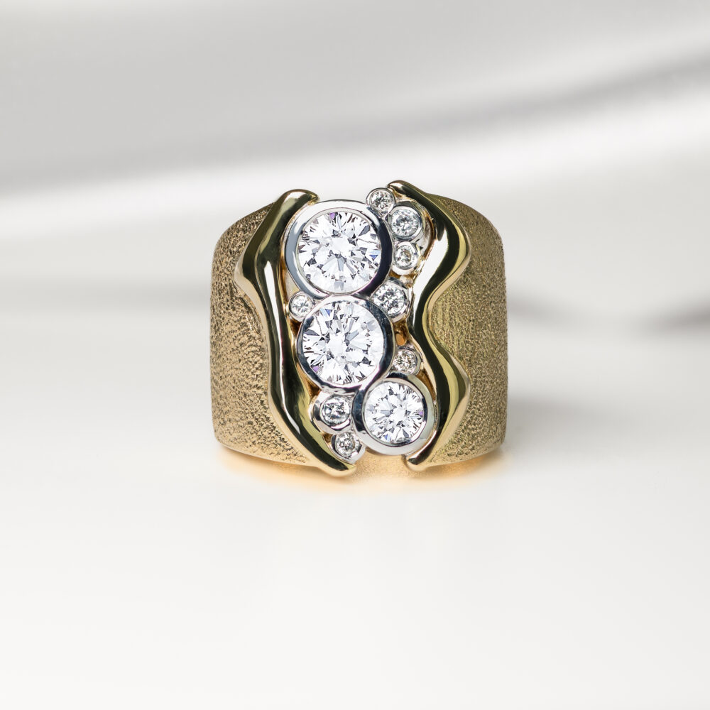 Fluid Gold and Diamond Gold Statement Ring