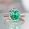 Emerald and Diamond Halo Ring