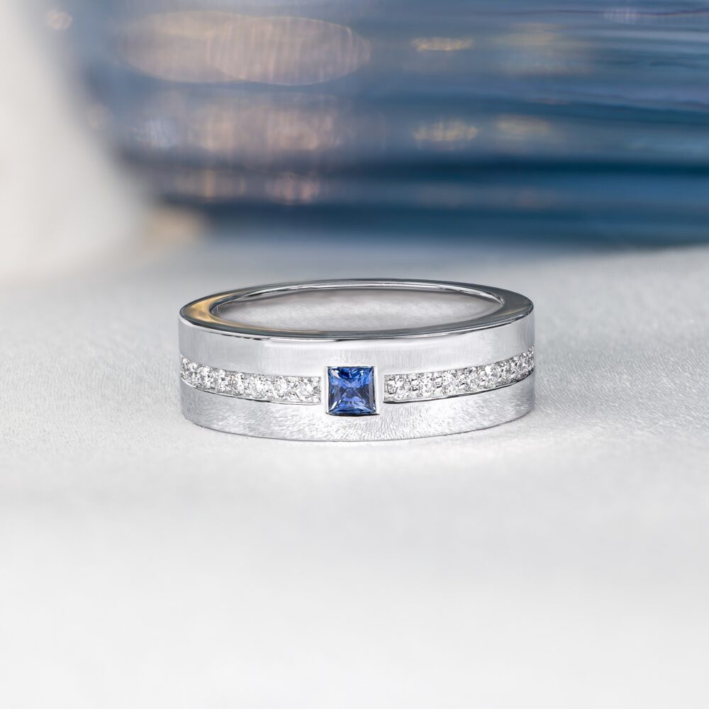 Mens White Gold Princess Cut Wedder 1 scaled