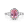 Padparadscha Sapphire and Diamond Halo Ring