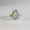 Pear Diamond and Fancy Diamond Halo White Gold Ring