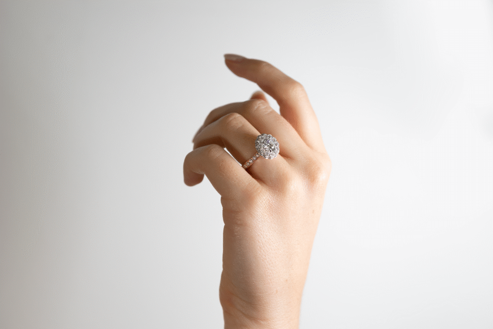 Vintage Scalloped Double Halo Diamond Ring 2 scaled