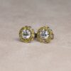 Yellow diamond halo earrings