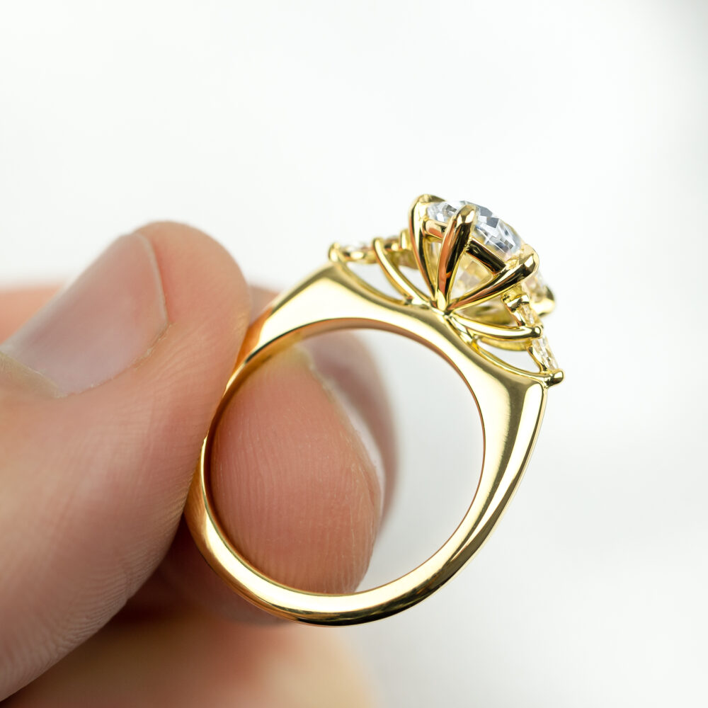 Oval Lab Diamond Ring with Round and Marquise Accents