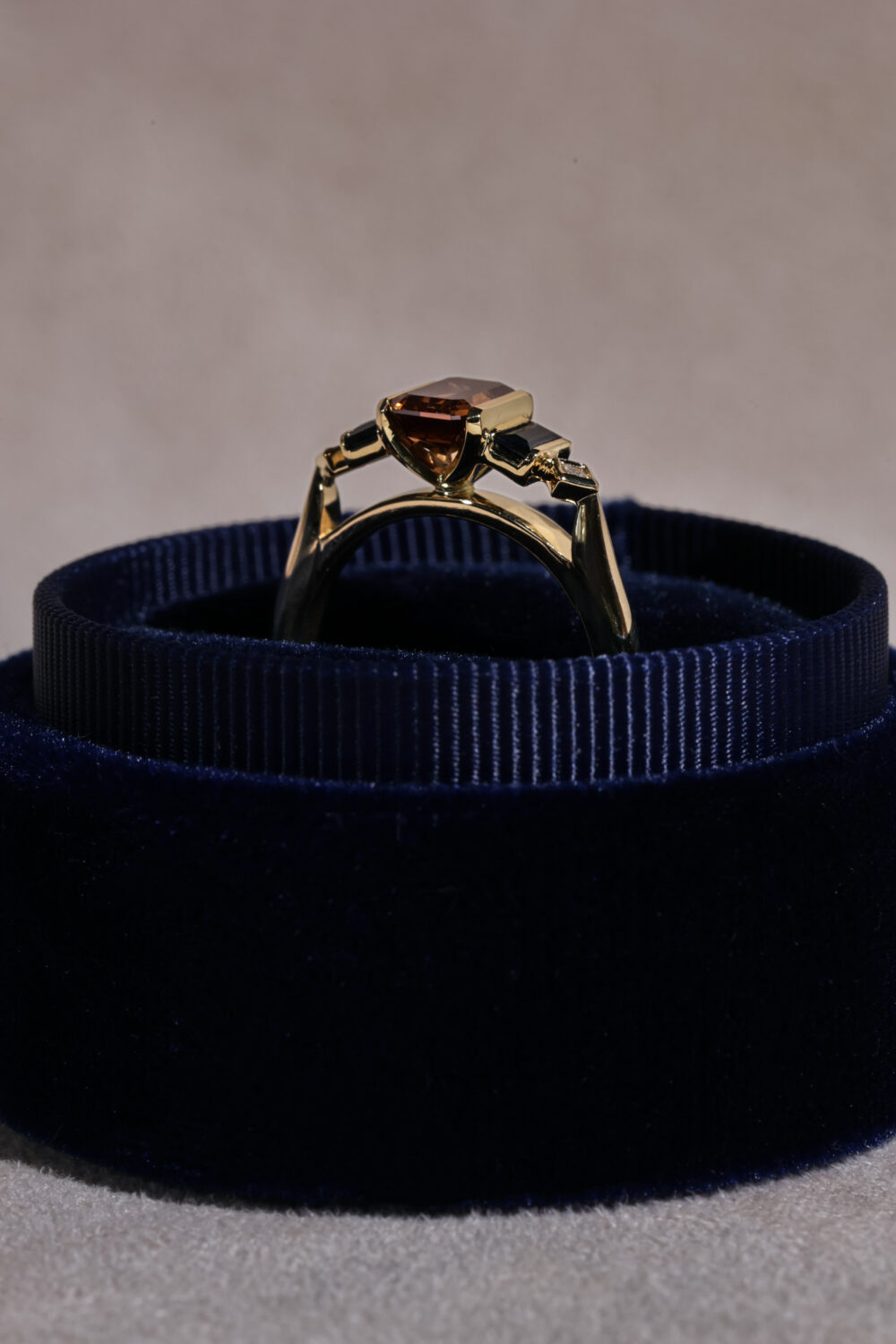 Lab grown cognac 5 stone ring 3 scaled