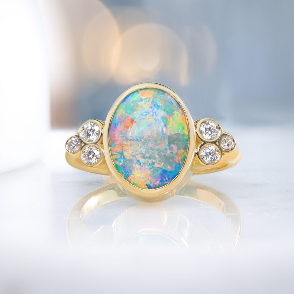 Opal Ring with Diamond Accents
