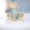 Opal diamond yellow gold ring 1