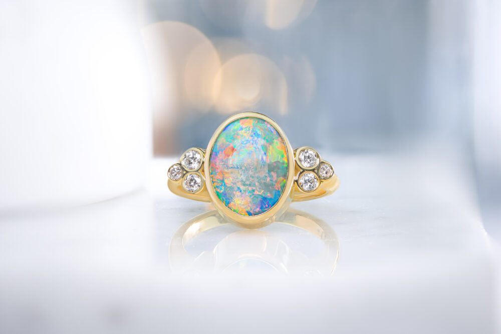 Opal diamond yellow gold ring scaled