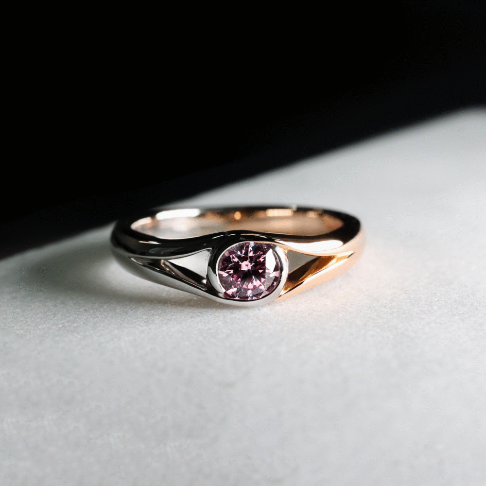 Two Tone Pink Diamond Ring