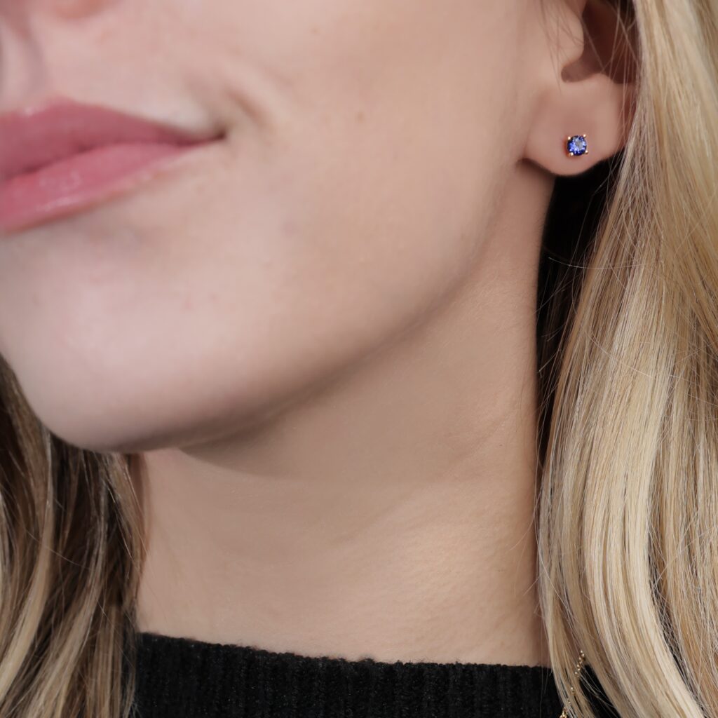 Earrings Ceylon Sapphire Studs Yellow Gold