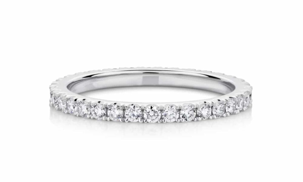 white gold wedding eternity grain set diamonds 1