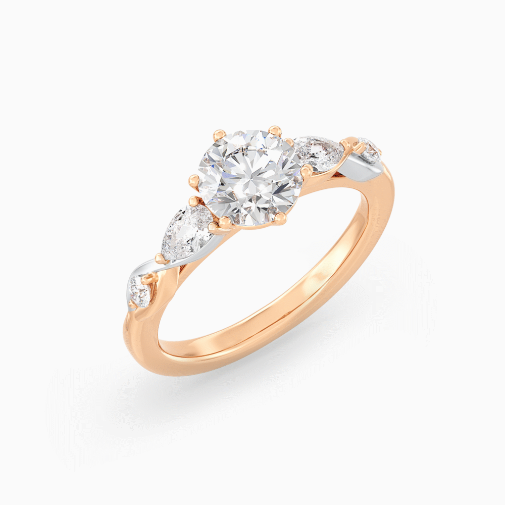 Two-Tone Twisted Band Diamond Ring
