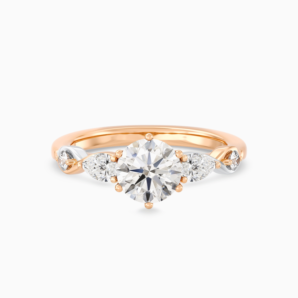 Two-Tone Twisted Band Diamond Ring