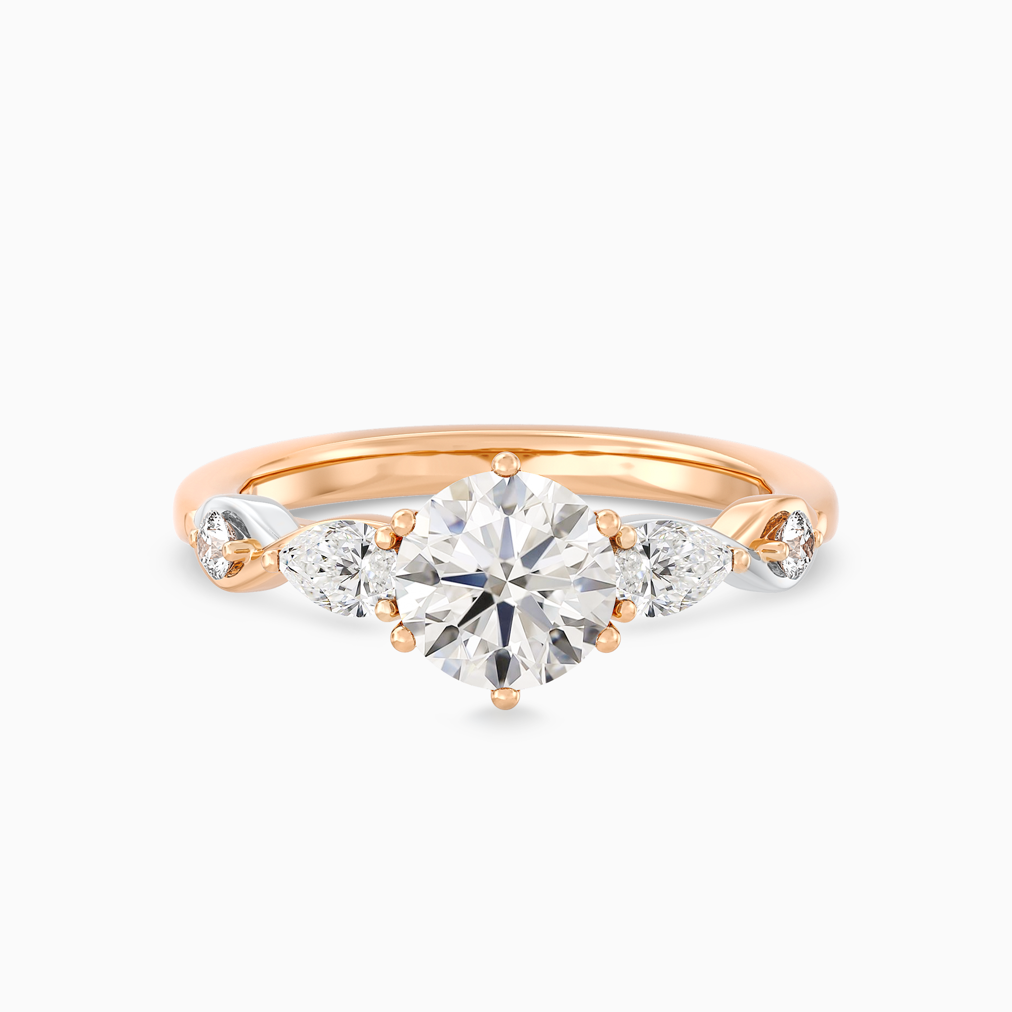 Two-Tone Twisted Band Diamond Ring