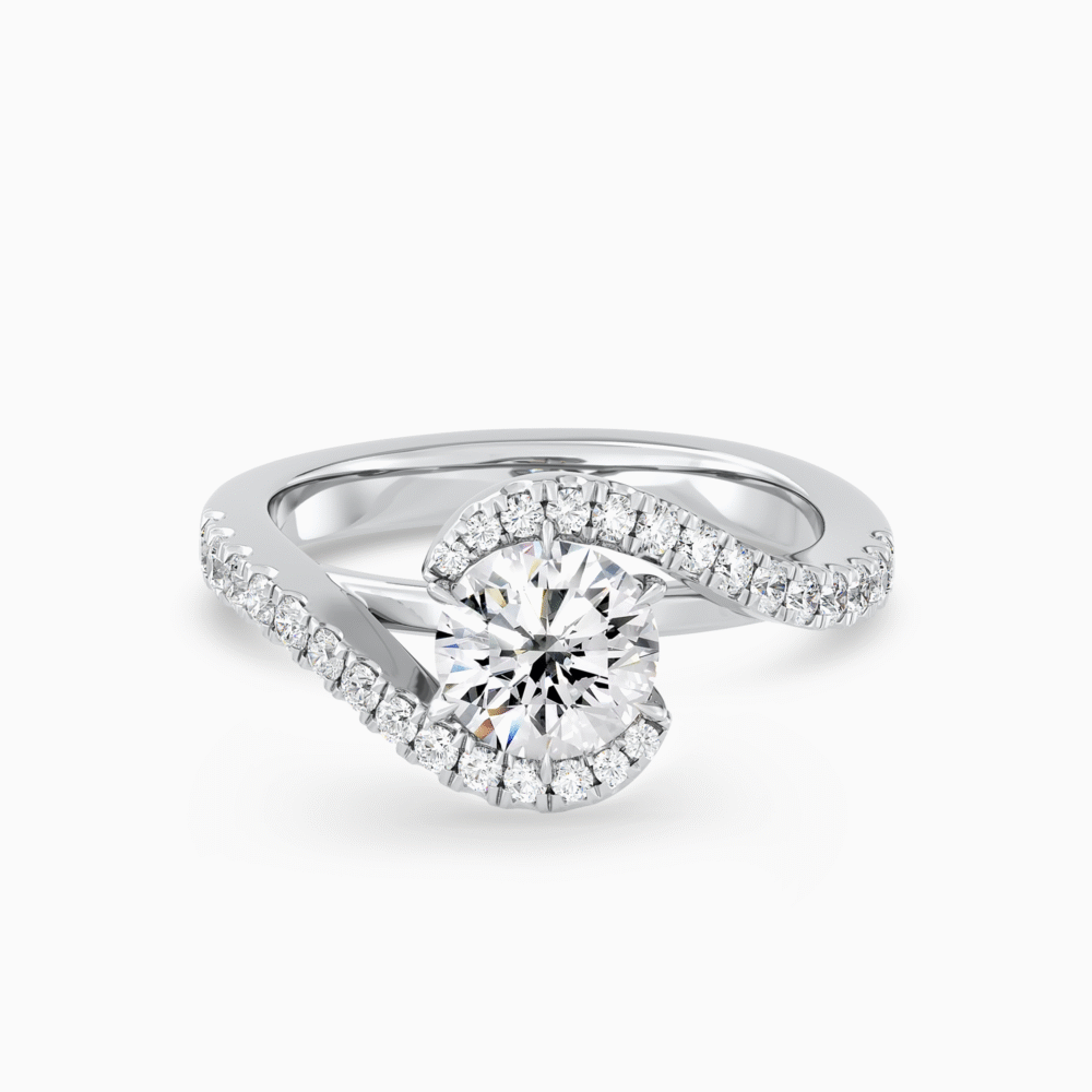 Bypass Style Diamond Ring with Accented Band