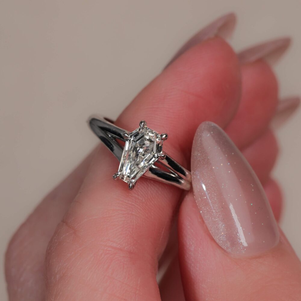 Coffin Cut Split Band Ring in white gold (1)