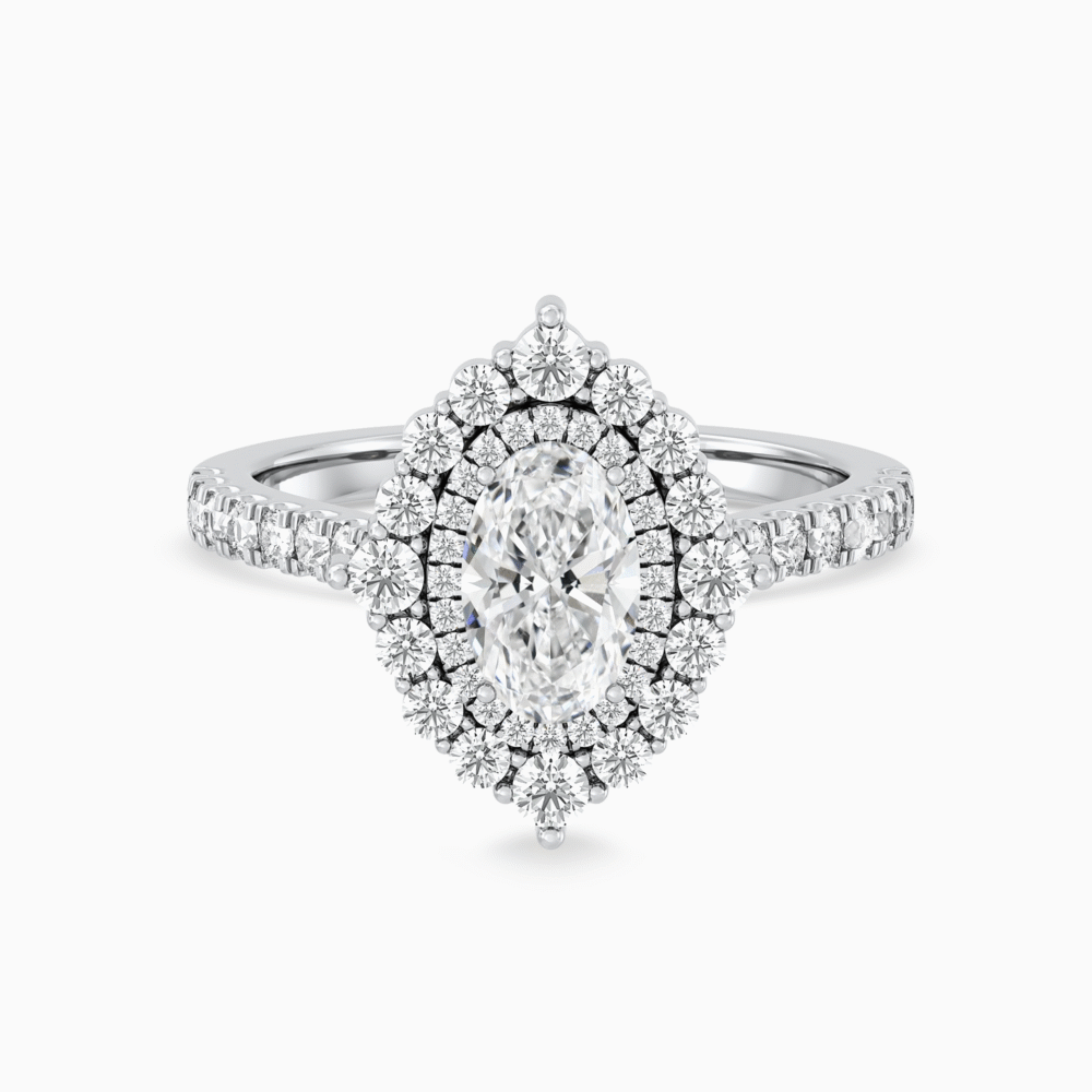 Double Halo Diamond Ring with Accented Band