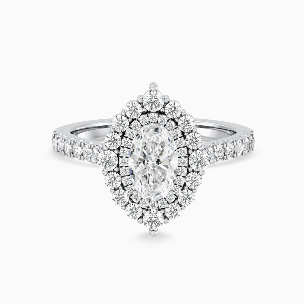 Double Halo Diamond Ring with Accented Band