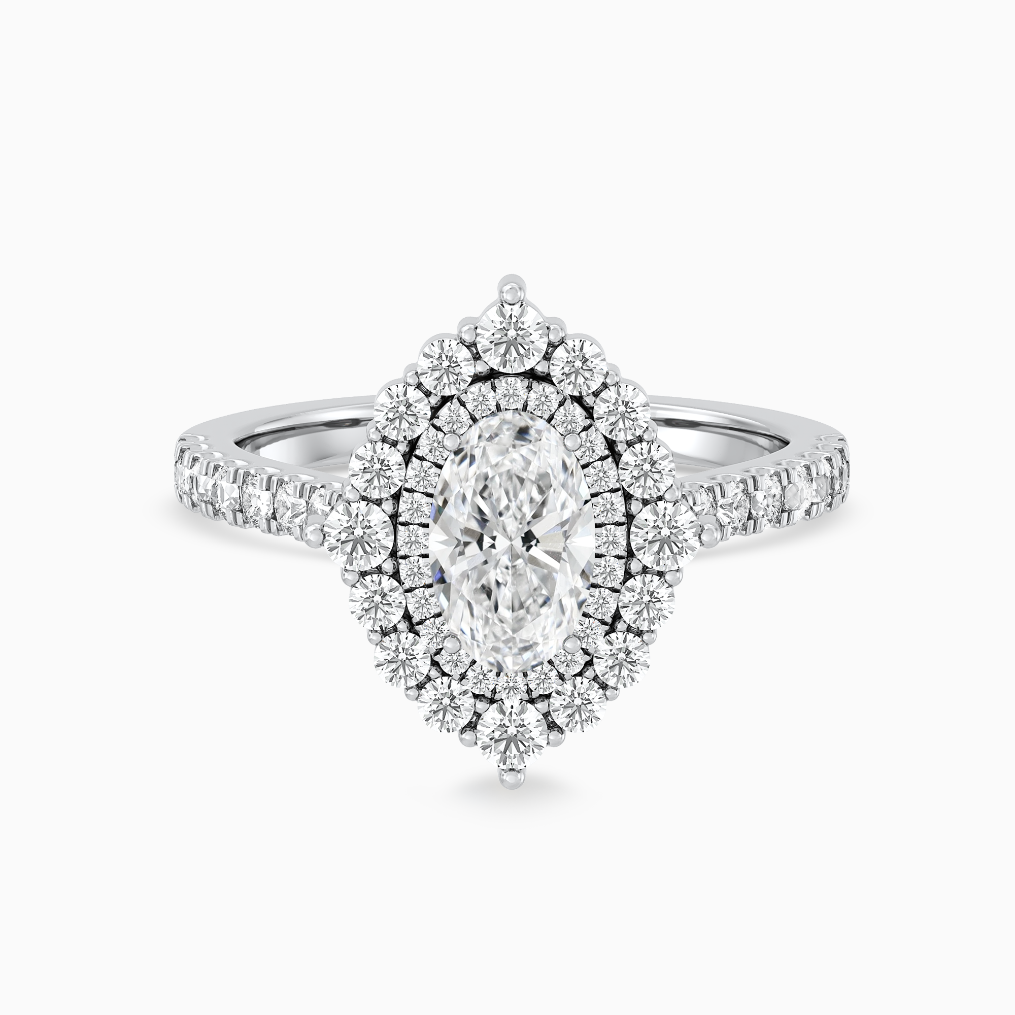 Double Halo Diamond Ring with Accented Band