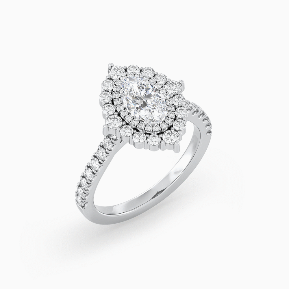 Double Halo Diamond Ring with Accented Band