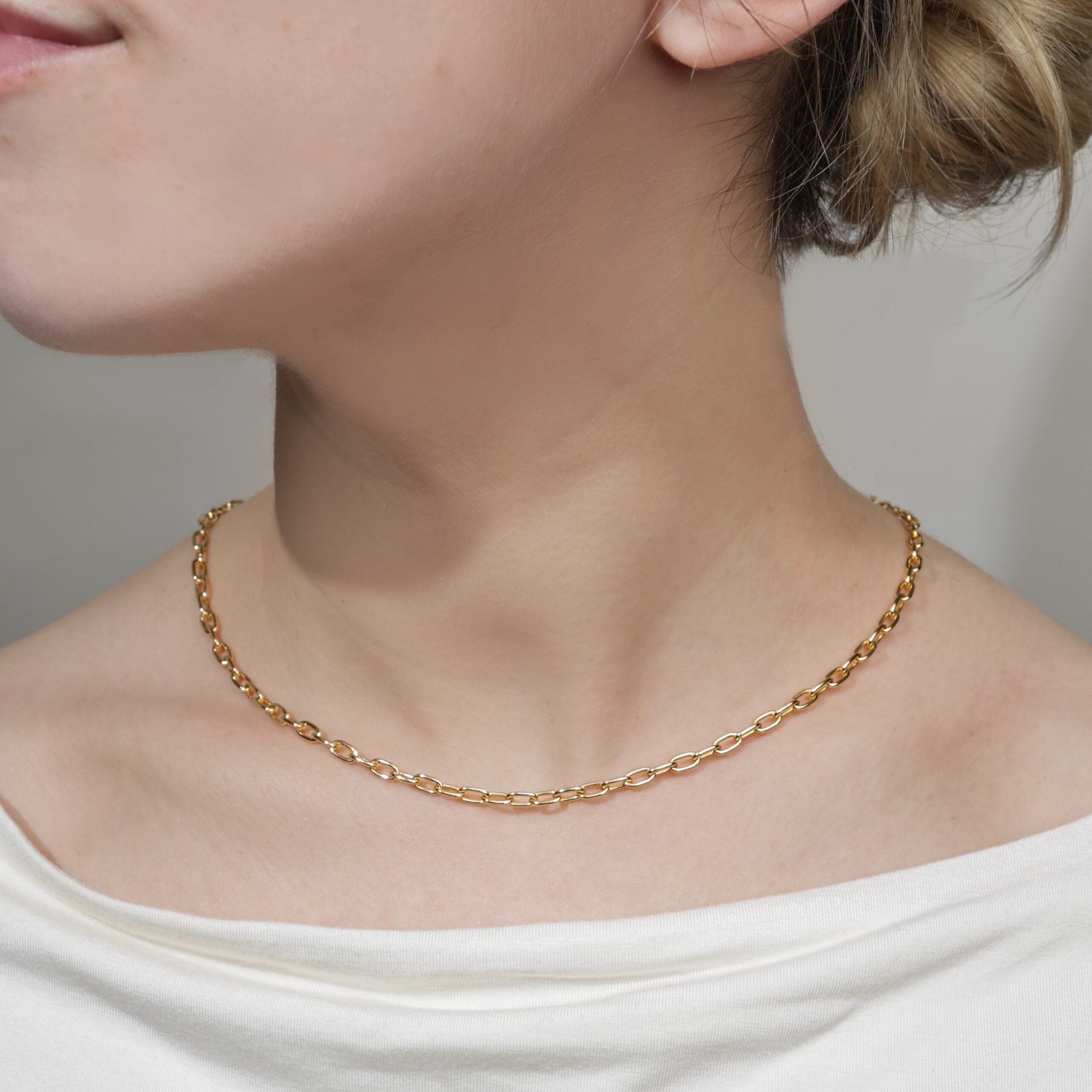 Paperclip necklace yellow gold