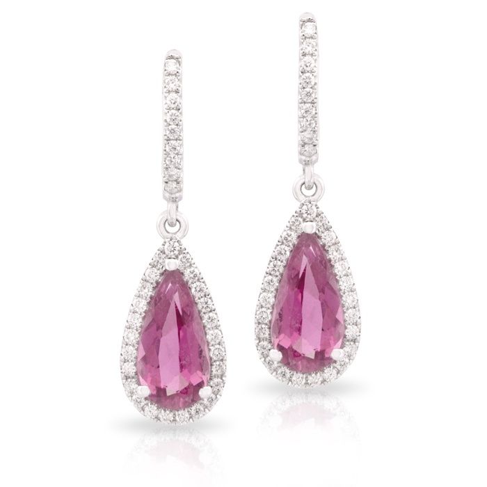 Pink Tourmaline and Diamond Drops