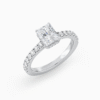 Radiant Diamond Ring with Hidden Halo and Accented Bridge