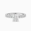 Radiant Diamond Ring with Hidden Halo and Accented Bridge