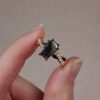 Salt and Pepper coffin cut diamond with rose gold accented band