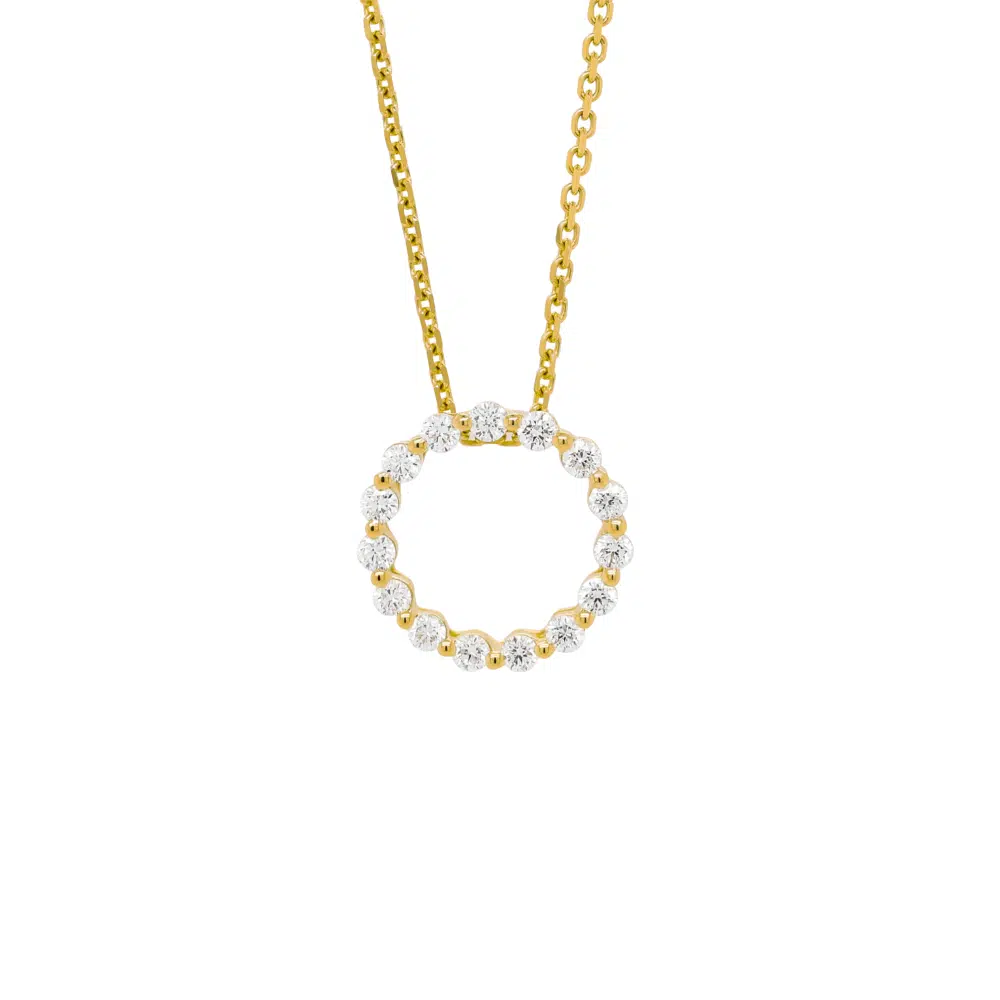 Small Circular Diamond Yellow Gold Pendant