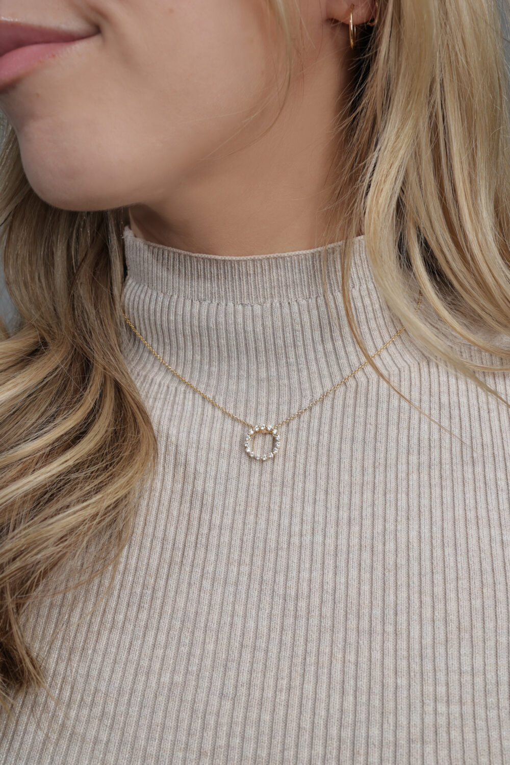 Small Circular Diamond Yellow Gold Pendant