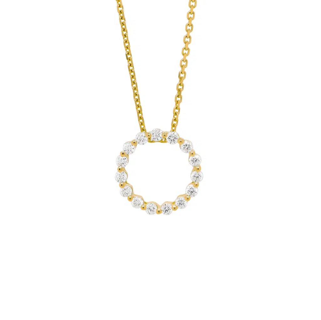 Small Circular Diamond Yellow Gold Pendant