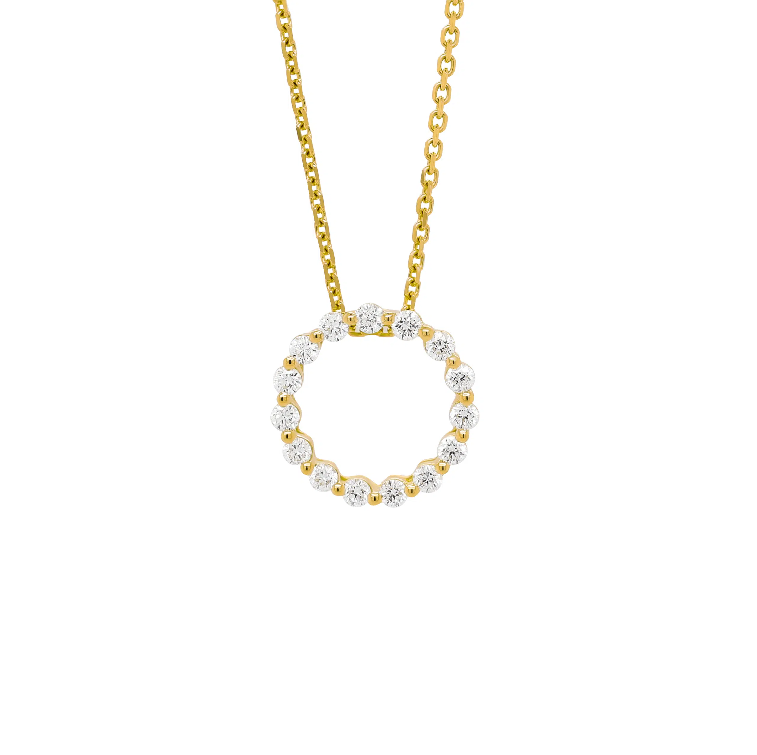Small Circular Diamond Yellow Gold Pendant