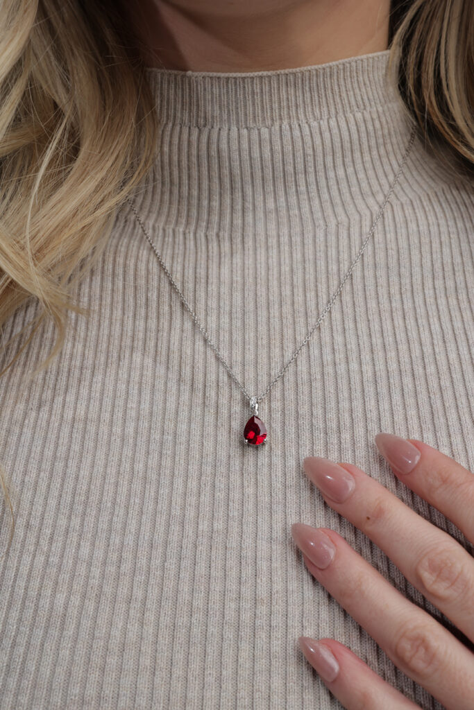 Synthetic Ruby Pendant with Accented Diamond Bail