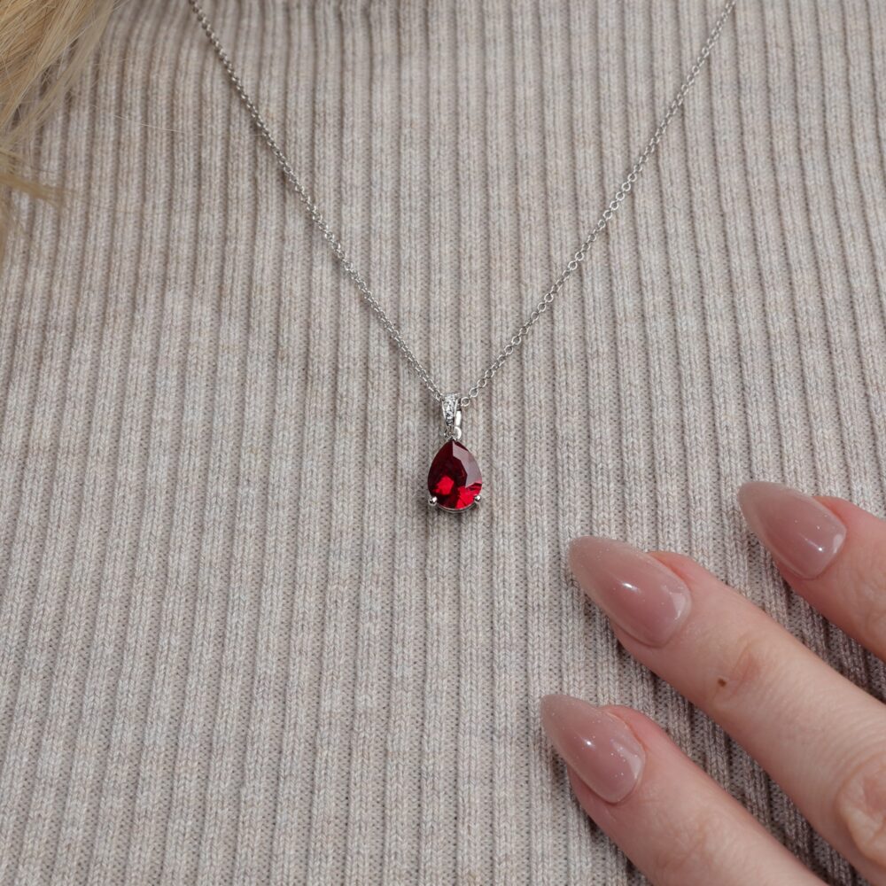 Synthetic Ruby Pendant with Accented Diamond Bail