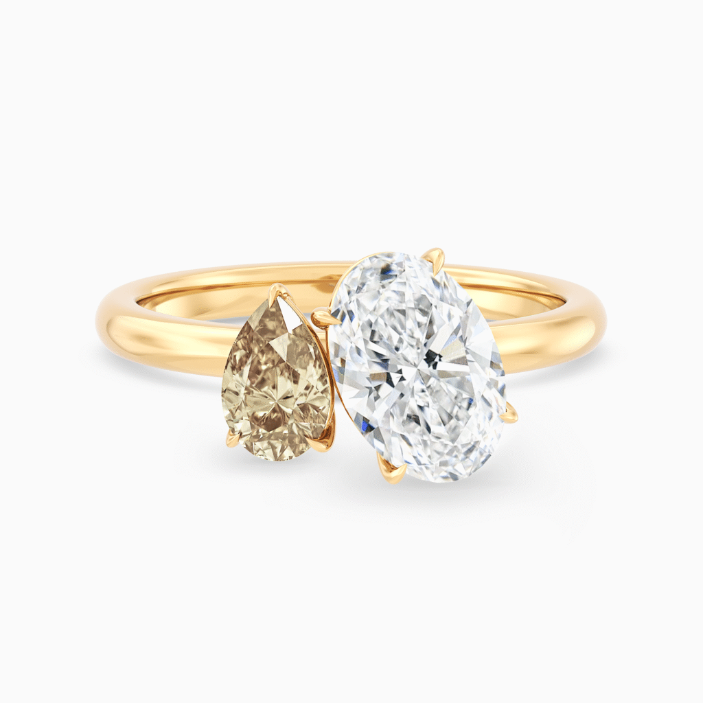 Champagne Diamond Toi et Moi Ring