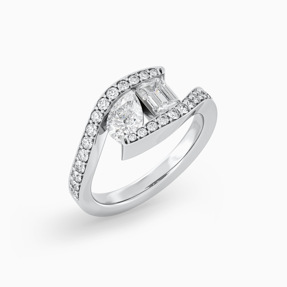 Toi et Moi Diamond Bypass Ring with Accented Band 2