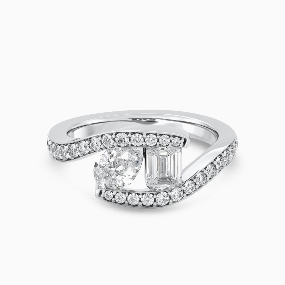 Toi et Moi Diamond Bypass Ring with Accented Band 3