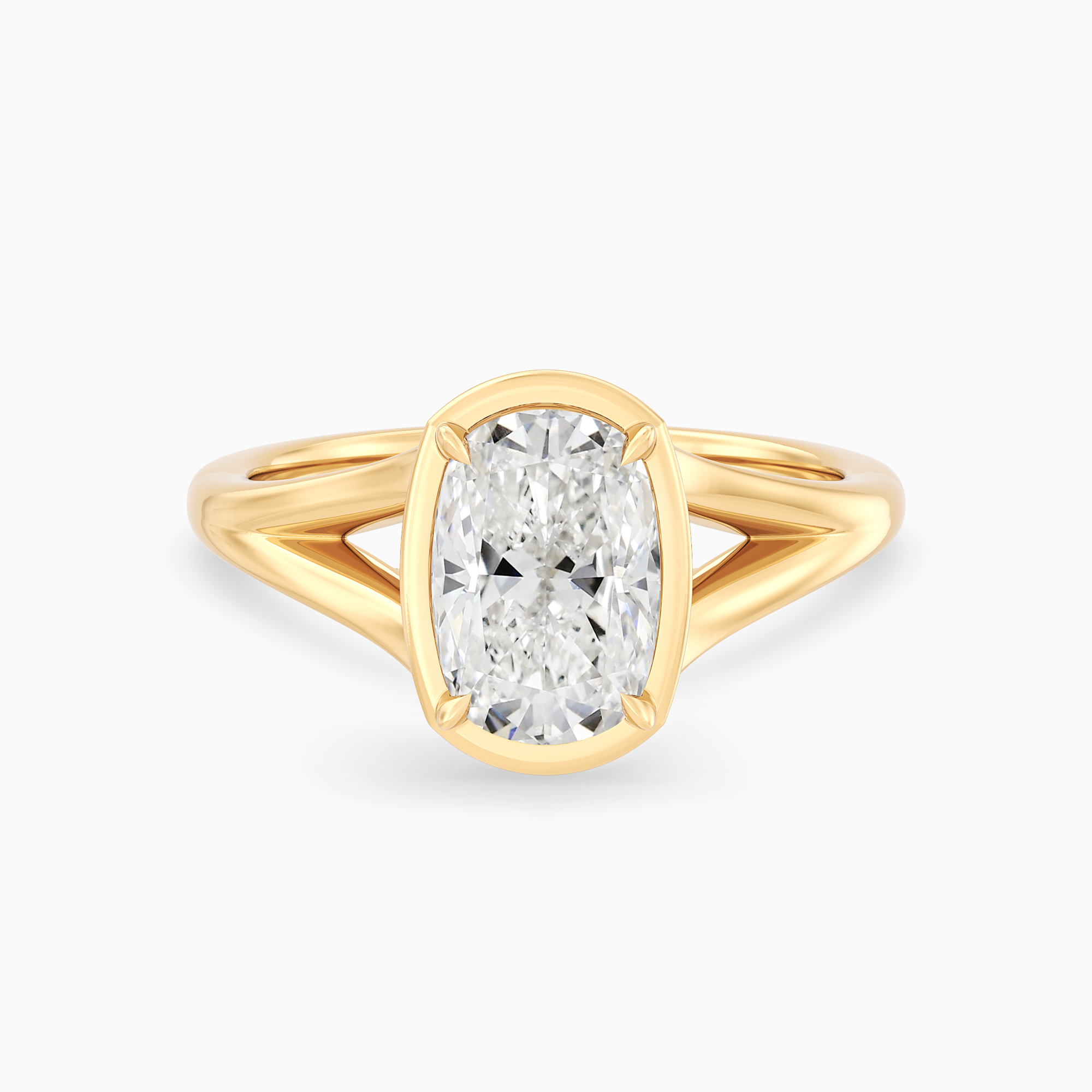 Cushion cut vintage ring split band yellow gold (1)