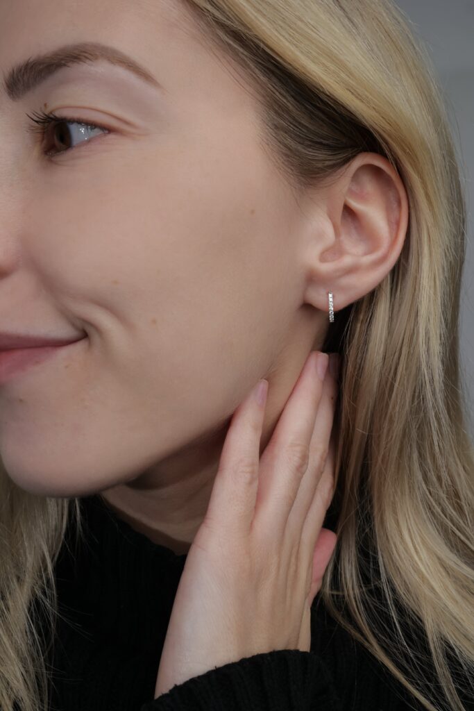 Petite Diamond Huggies White Gold