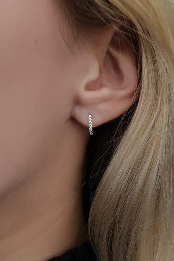 Petite Diamond Huggies White Gold