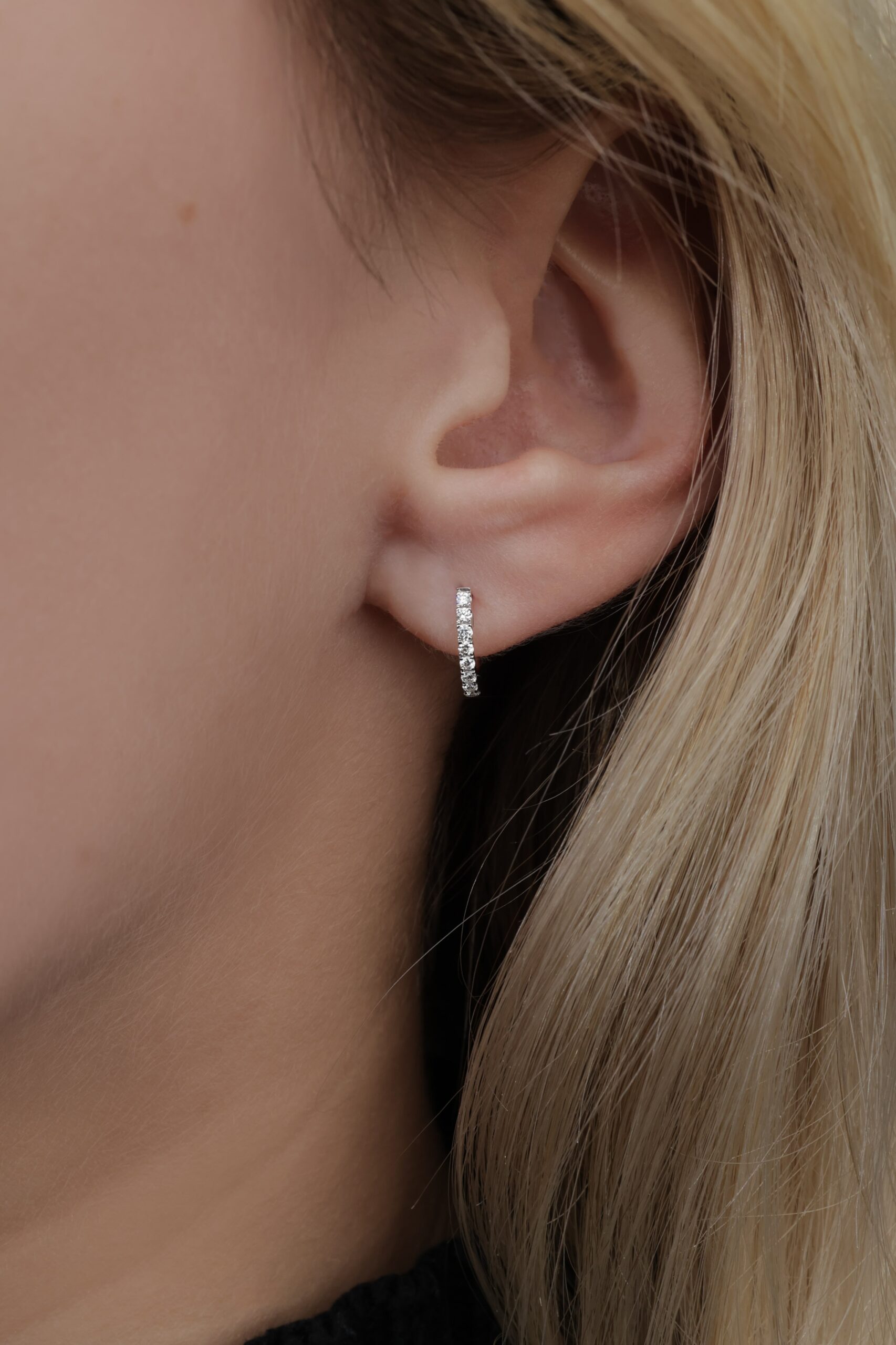 Petite Diamond Huggies White Gold