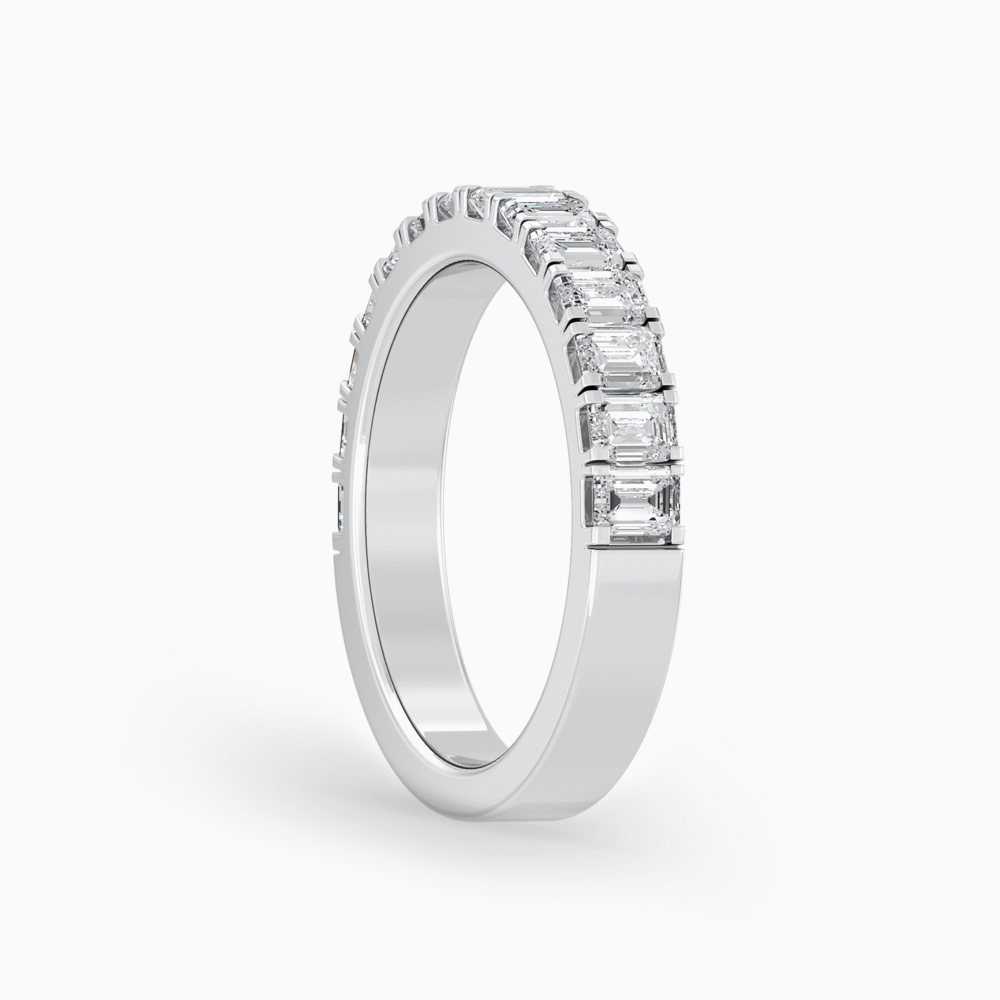 Emerald Cut Natural Diamond Wedding Ring in White Gold 1