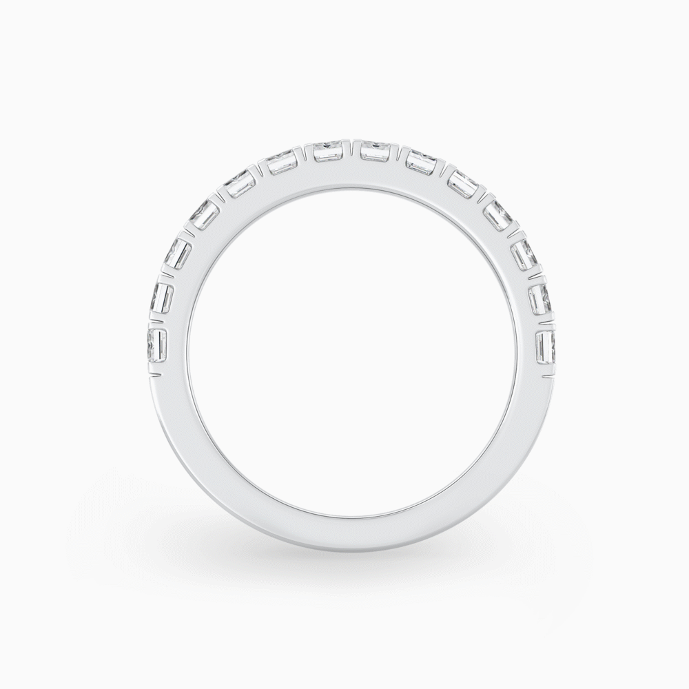 Emerald Cut Natural Diamond Wedding Ring in White Gold