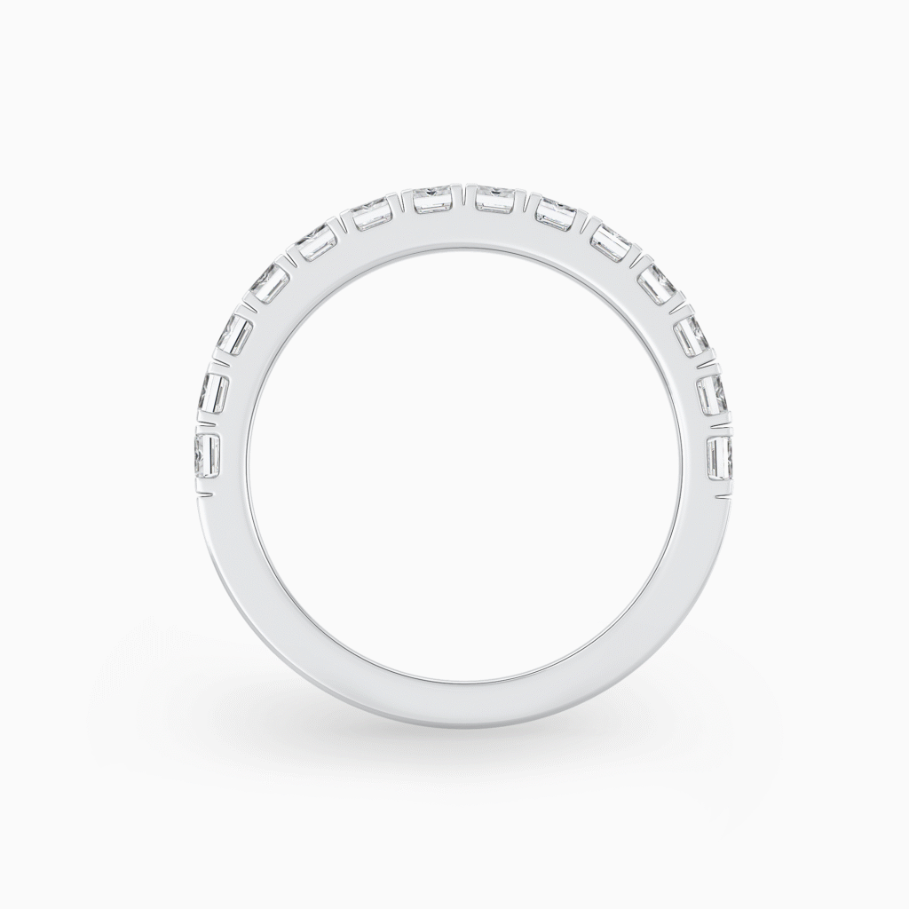Emerald Cut Natural Diamond Wedding Ring in White Gold