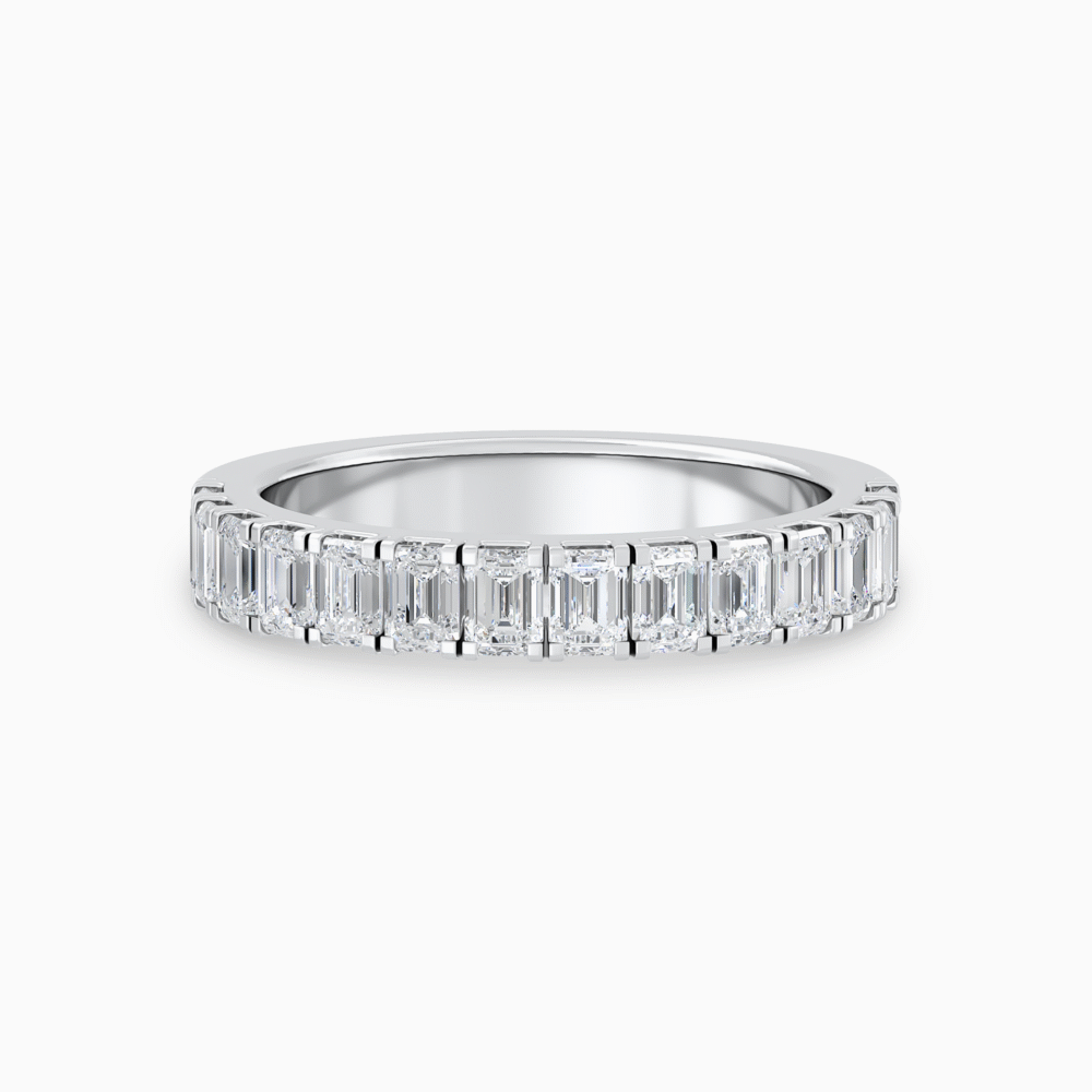 Emerald Cut Natural Diamond Wedding Ring in White Gold 4